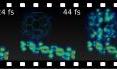 This film strip contains frames taken from the quantum simulation of a portion of an organic solar cell. The quantity depicted illustrates the wavelike oscillations of an electron after sun light is absorbed at time 0. The time scale is in femtoseconds (fs). [One fs is one millionth of billionth of a second.] The two parts of the system separated by a small space act as the poles of a microscopic sun-operated battery. Each frame depicts a scene about 2 nanometers wide. [One nanometer is a millionth of a millimeter.]