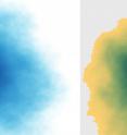 These are historic and current simulations of Morning Glory Pool, using bare rock and pure water of varying depth for the historic image and a uniform orange microbial mat and pure water of varying depth for the current image.