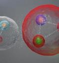 Now that NSF-funded researchers have discovered the long-sought pentaquark, their next step is to study how quarks are bound together within this remarkable particle. They could be bound together loosely, as sort of "meson-baryon molecule," as seen in this image.