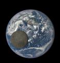 This image shows the far side of the moon, illuminated by the sun, as it crosses between the DSCOVR spacecraft's Earth Polychromatic Imaging Camera (EPIC) camera and telescope, and the Earth - one million miles away. This image shows the far side of the moon, illuminated by the sun, as it crosses between the DSCOVR spacecraft's Earth Polychromatic Imaging Camera (EPIC) camera and telescope, and the Earth - one million miles away.