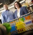 Karrie Weber (right), assistant professor of biological, Earth and atmospheric sciences, and Jason Nolan, doctoral candidate in Earth and atmospheric sciences are pictured.